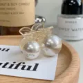 Elegant mini pearl cherry hair claw clip with clear resin flower detail for women - Full Pearl