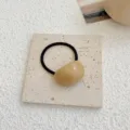 Minimalist beige acrylic jelly bead hair tie with durable black elastic band for women - Light Khaki