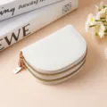 Portacarte in ecopelle bianca con doppia zip mini portamonete compatto portafoglio - 5114 bianco