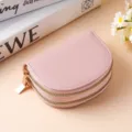 Portafoglio porta carte rosa con doppia cerniera, astuccio compatto in pelle PU. - 5114 rosa