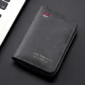 Astuccio chiave auto in pelle da uomo portamonete con cerniera porta carte nero - Con Logo / Nero