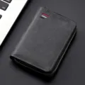 Portafoglio chiave con cerniera in pelle nera uomo custodia monete organizer multifunzionale - Senza Etichetta / Nero