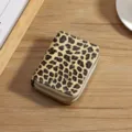 Donna stampa leopardo portafoglio corto doppia cerniera portamonete porta carte - Giallo Crema