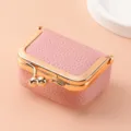 Pink leather kiss-lock coin purse mini jewelry storage box portable ring earring organizer case - Pink
