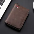 Men vintage brown leather zipper key case card holder coin purse for daily use organizer - Without Label / Coffee