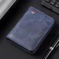 Classic blue short men wallet with multiple card slots and vintage design for daily use. - Without Label / Blue