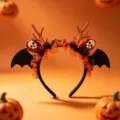 Diadema de Halloween con alas de murciélago cuernos y calavera para disfraces - Diadema de Cornamenta Dorada Oreja Esqueleto (1#)