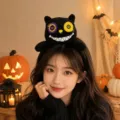 Cute black cat plush headband for Halloween party costume spooky headwear accessory - 4# Black Cat