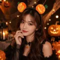 Cute plush pumpkin headband hair accessories for Halloween cosplay and party themes - 1# Yellow Expression