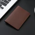 Tarjetero de cuero marron cartera plegable minimalista monedero suave para hombres mujeres - Café