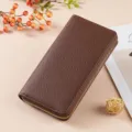 Portafoglio lungo da donna in pelle grande capacita con zip marrone elegante chic mod - D-013 Caffè