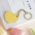 Yellow heart leather keychain cute bag pendant metal chain charm ring accessory gift - Yellow