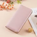 Pink long wallet for women with zipper closure, soft lychee leather texture and large coin space. - D-013 Light Pink
