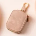 Solid color protective case for AirPods 3 and Pro 2, durable zipper shell with gold hook. - 9126 Khaki