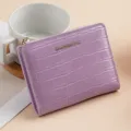 Portafoglio corto donna motivo coccodrillo viola moda cerniera portamonete porta carte - H9120 Viola chiaro