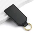 Portachiavi in pelle PU nera con ciondolo quadrato e anello dorato, variante minimal. - Y-03 Nero