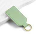 Portachiavi minimalista in pelle PU verde chiaro con anello metallico dorato, quadrato. - Y-03 Verde chiaro