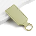 Light green PU leather keychain, minimalist square key ring with gold metal hardware for daily use. - Y-03 Matcha Green