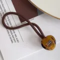 Elegant amber tortoise shell acrylic bead hair tie for women with brown elastic cord - Tortoiseshell Round Bead Style (FRANCE Handmade) / Dark Tortoiseshell