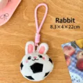 Cute plush rabbit soccer ball keychain for sports fans and bag decoration, 22cm length. - Rabbit Soccer (ED6000487911)