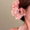 Elegante pinza de pelo de flor de hortensia rosa para mujer, accesorio estilo hada - Horquilla floral de nuevo estilo chino (20#) / 2 Piezas/Juego / Rosa Brumoso
