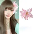 Pinza de pelo de flor de lirio rosa de estilo vintage para peinados elegantes y fotos - Clip de Pelo de Lirio (7#) / Rosa