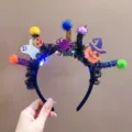 Halloween Stirnband mit Kürbis- und Gespensterdekor und LED-Leuchten - Stil 5 Geist Spinnen Kürbis Stirnband (Mit Licht)