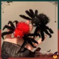 Gruselige rote und schwarze Plüschspinne-Haaraccessoires für die Halloween-Party - Stil 10 Halloween Achteckige Spinnenklammern (Rot + Schwarz)