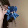 Elegante horquilla de flor de lirio azul vintage para peinados laterales con estilo - Clip de Pelo de Lirio (8#) / Azul