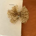 Exquisite leopard print mesh bow banana hair clip for elegant ponytail hairstyles - Yellow Leopard Bow Banana Clip