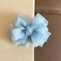 Light blue gingham mesh bow banana clip for voluminous hairstyles - Gingham Mesh Gauze Bow Banana Clip / Blue