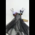 Gothic Halloween headband with devil horns and long black mesh veil with LED lights - 15# Dark Butterfly & Pumpkin Branch Veil Headband (with Lights)