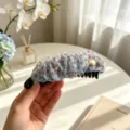 Elegant leopard print light blue mesh pleated banana hair clip for stylish ponytails - Leopard Pleated Style / Leopard Pleated Banana Clip--Blue