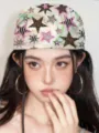 Elegante pañuelo Y2K para mujer con estrellas de leopardo y cebra para estilo urbano - Animal Print Star Headscarf / Estrella Estampado de Leopardo