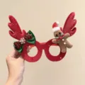 Detalle de gafas de reno navideñas con hombre de jengibre y lazo festivo decorado - Hombre de Jengibre / Rojo