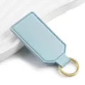 Light blue PU leather rectangular keychain blank simple key ring metal hardware daily accessory - Y-03 Light Blue