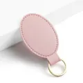Llavero ovalado de piel sintética rosa con anillo dorado, colgante minimalista elegante. - Y-04 Rosa