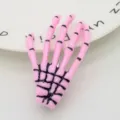 Pinza de pelo de mano de esqueleto rosa con patrón de grietas para accesorio de Halloween - Pinza de Mano de Esqueleto Halloween Rosa