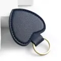 Dunkelblauer Leder Herz Schlüsselanhänger Tasche Anhänger, elegantes Metall Ring Zubehör. - Saphirblau