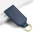 Dark blue PU leather keychain square minimalist key ring metal hardware accessory for daily use - Y-03 Royal Blue