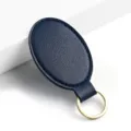 Variante de llavero de cuero PU azul oscuro, anillo redondo minimalista para hombres y mujeres. - Y-04 Azul real