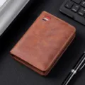 Classic men's brown vintage short wallet with multiple card slots and sleek business design. - Without Label / Brown