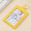 Porta badge in pelle PU gialla con portachiavi in metallo e finestra trasparente per tessere lavoro. - Y-06 giallo