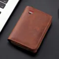 Vintage brown leather mens zipper key holder coin purse card storage organizer bag SKU. - Without Label / Brown