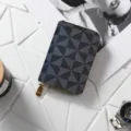 Portafoglio donna con cerniera porta carte stampa geometrica borsellino compatto elegante. - Stile a mulino a vento con bordo smaltato nero