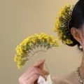 Handmade yellow gypsophila flower hairpin in romantic forest style for women hair accessory - Baby's Breath Hairpin (6#) / Yellow