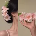 Elegant light pink and white floral hair pin perfect for bridal and formal hairstyles - Flower Hair Comb (01#) / Pink
