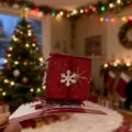 Pinza para el pelo de caja de regalo de Navidad de terciopelo rojo con detalle de nieve - Estilo de Caja de Regalo de Terciopelo Rojo / Pinza Caja Regalo Roja