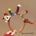 Festive LED Christmas reindeer antler headband with colorful decorations, size approx. 12.5cm - Coffee Christmas Reindeer - [Luminous] (17#) / approx. 12.5cm