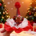 Pinza de pelo navideña luminosa de cuadros rojos con hombre de jengibre y encaje blanco - Pinza de Pelo de Mini Gorro (28#) / 1 Pieza / Hombre de Jengibre